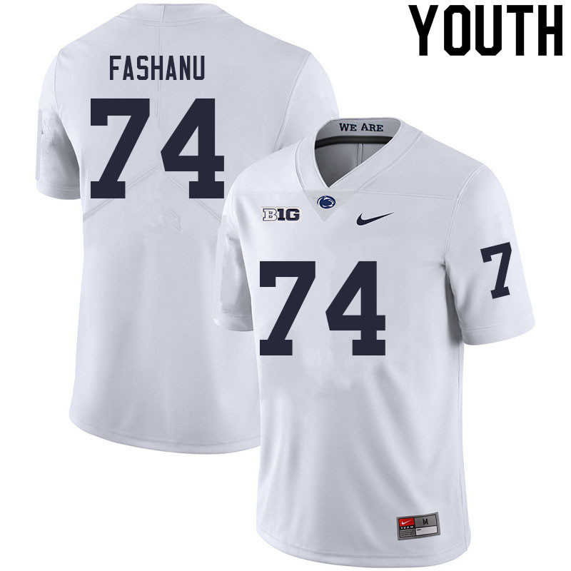 Youth #74 Olumuyiwa Fashanu Penn State Nittany Lions College Football Jerseys Sale-White